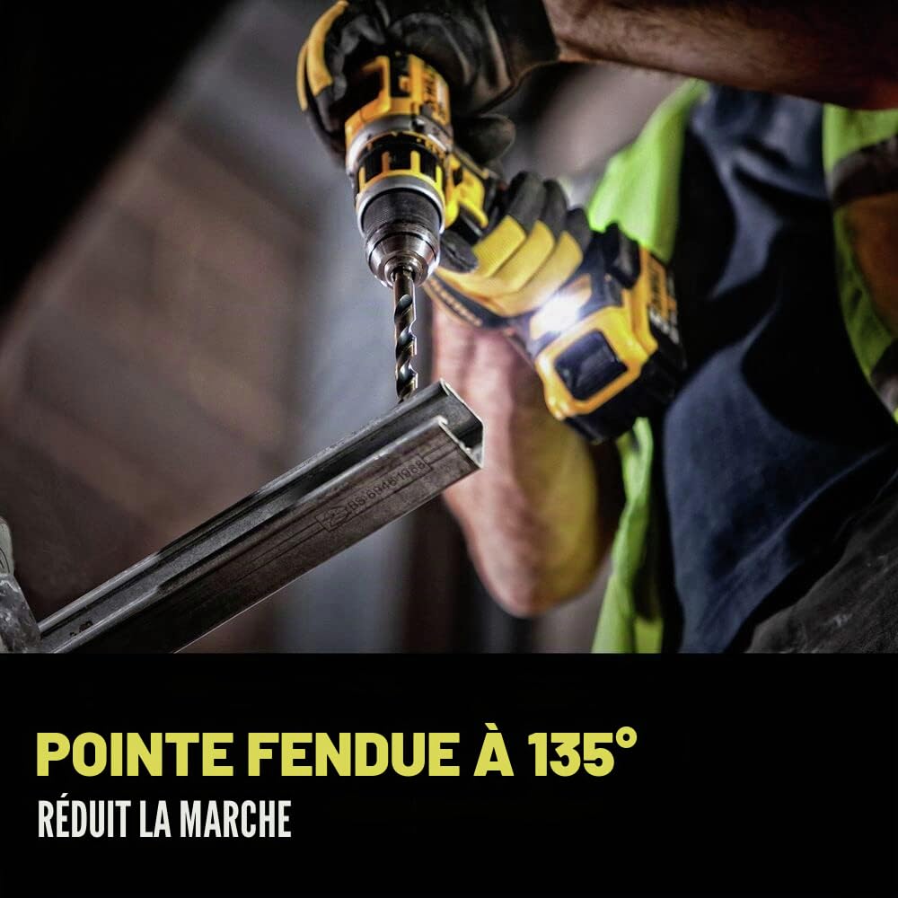 DEWALT DWA1181 Lot de 21 forets à pointe fendue à 135 degrés, hélix à 31 degrés, revêtement en oxyde noir, pour plastique, bois et métal