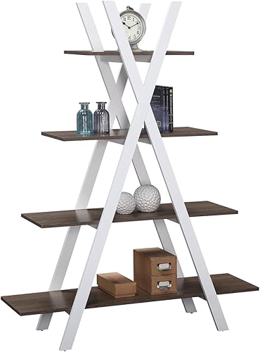 Miniatura 4 de Convenience Concepts Oxford - Estantería de 4 niveles con marco A de 4 niveles para sala de estar, habitación familiar, estantería en forma de X