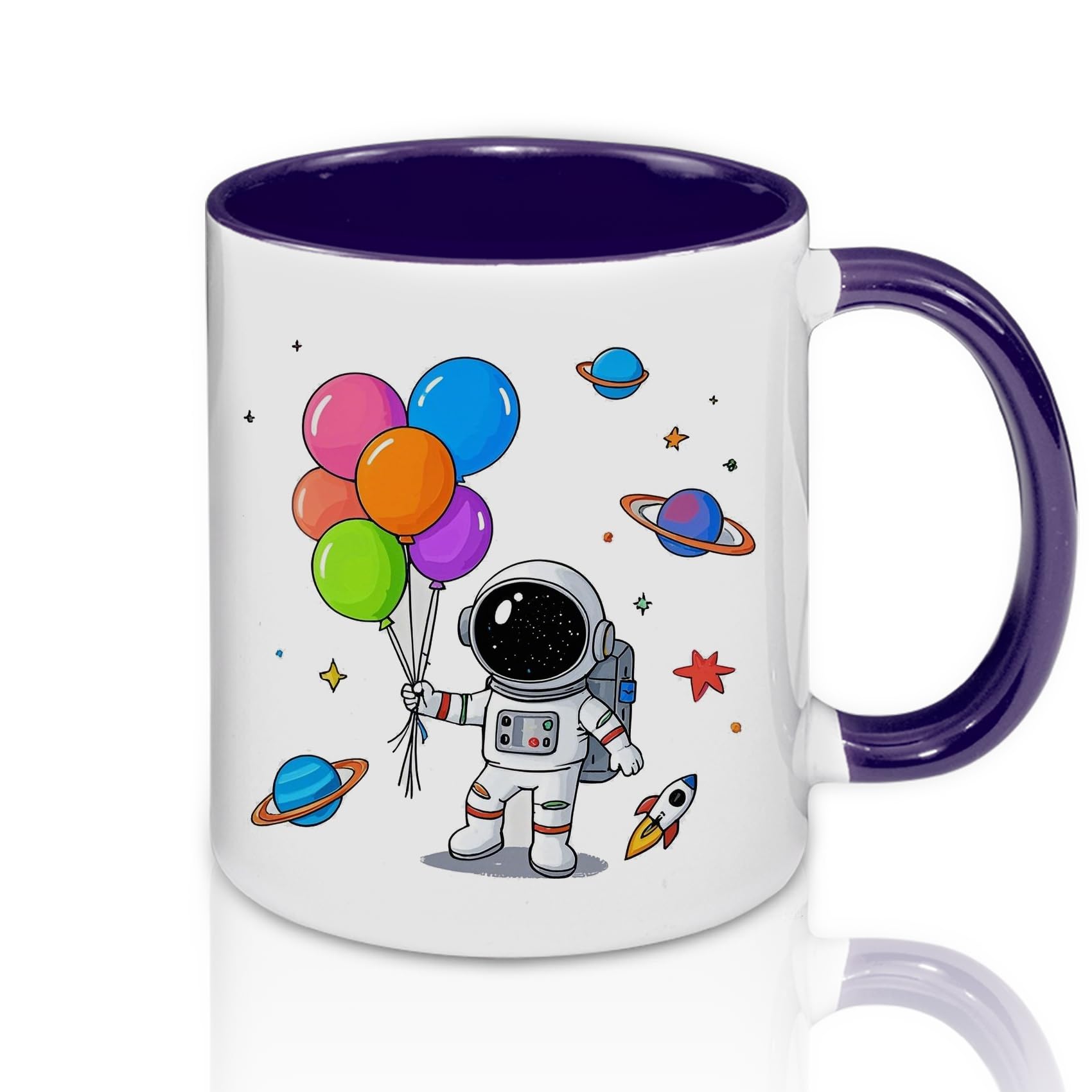 SUBLOVER Juego de 9 tazas de cerámica blancas para sublimación, tazas de café de 325 ml, tazas de sublimación a granel para Navidad, para máquina de prensa de tazas, color interior y mango (morado)