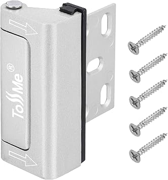 Home Security Door Lock,Childproof Door Reinforcement Lock,with 3" Stop Withstand 800 lbs,for Inward Swing Doors,Night Kids Safety Metal Flip Lock Deadbolt Latch 1, Silver