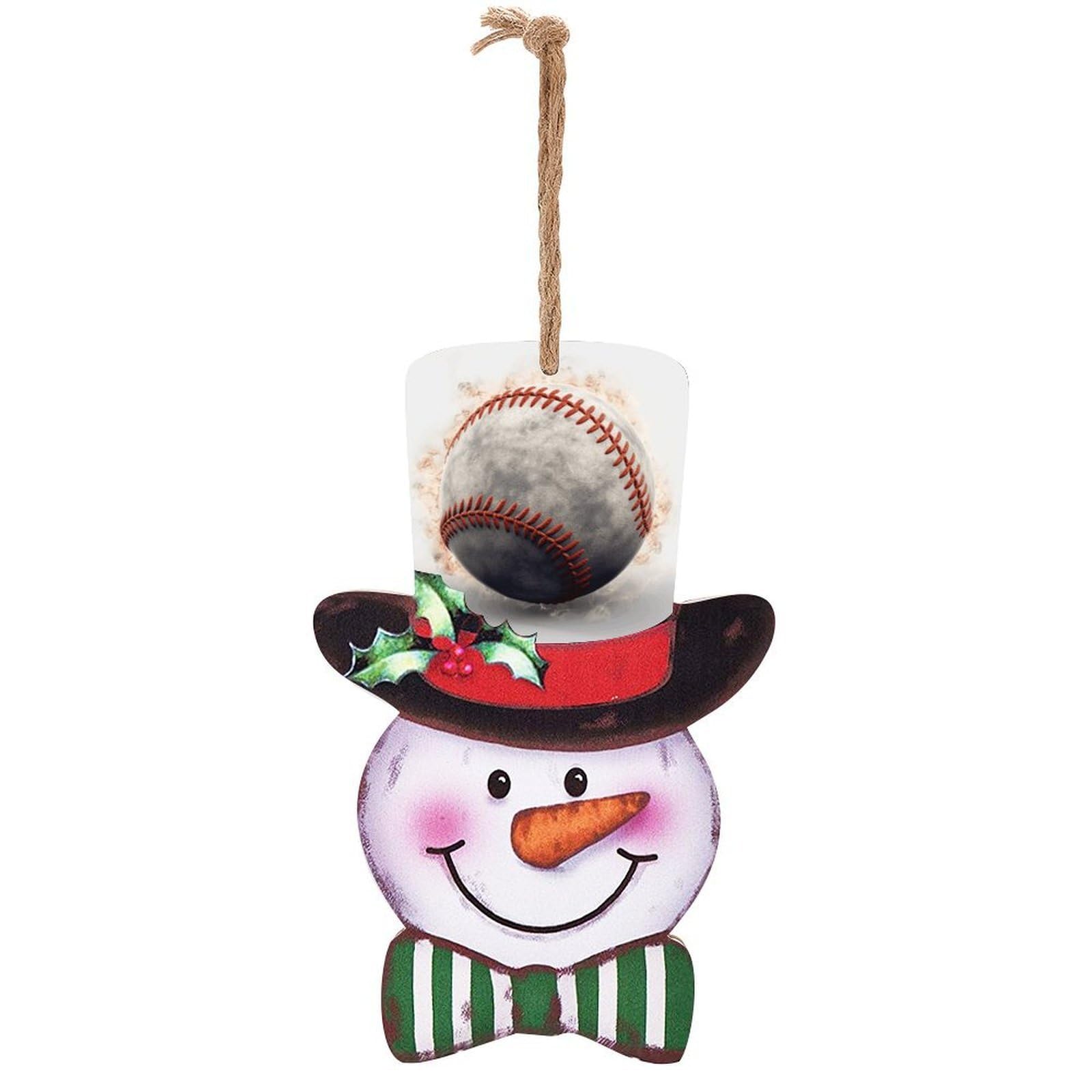Baseball Snowman Decor Christmas Snowmans Hanging Decors Wooden Exquisite Holiday Decoration Sign for Home Window Wall Farmhouse Indoor Outdoo