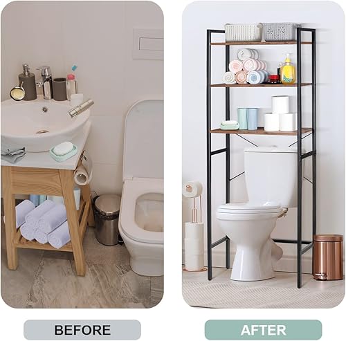 Miniatura 4 de ZenStyle Almacenamiento sobre el inodoro organizador de almacenamiento para baño de 3 niveles estante multifuncional para inodoro fácil de montar