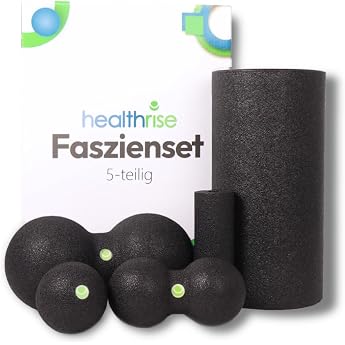 Health Rise Fascia Set for Optimal Self Massage 5 Pieces Includes Fascia Roller Duoball 8/12 cm Mini Roller Effective Muscle Massage and Relaxation Perfect for Home Use and Fitness