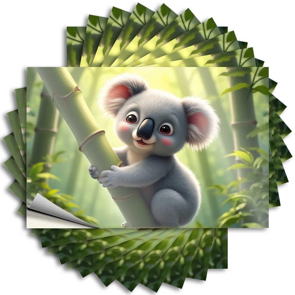 Fzfn Colour Bumper Bookish Vintage Decor Waterproof - Koala In The Bamboo Forest Wall Self Adhesive Decal For Checkered Use(12X18cm)