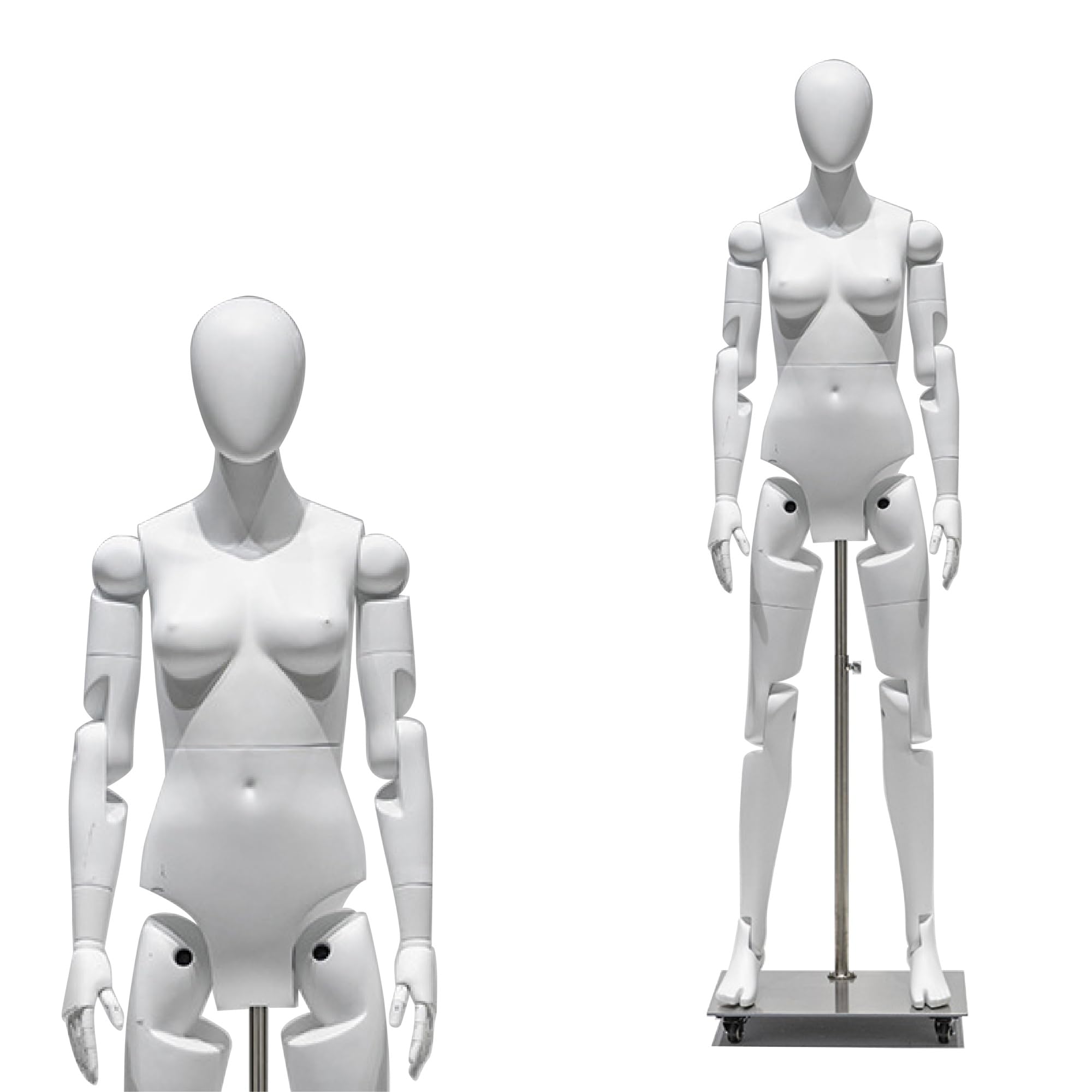 Jxjarnet Full Body Articulated Mannequin, Posable Robot Style Dress Form with Flexible Joints for Sports and Activewear Display(White,Faceless Adult Female)