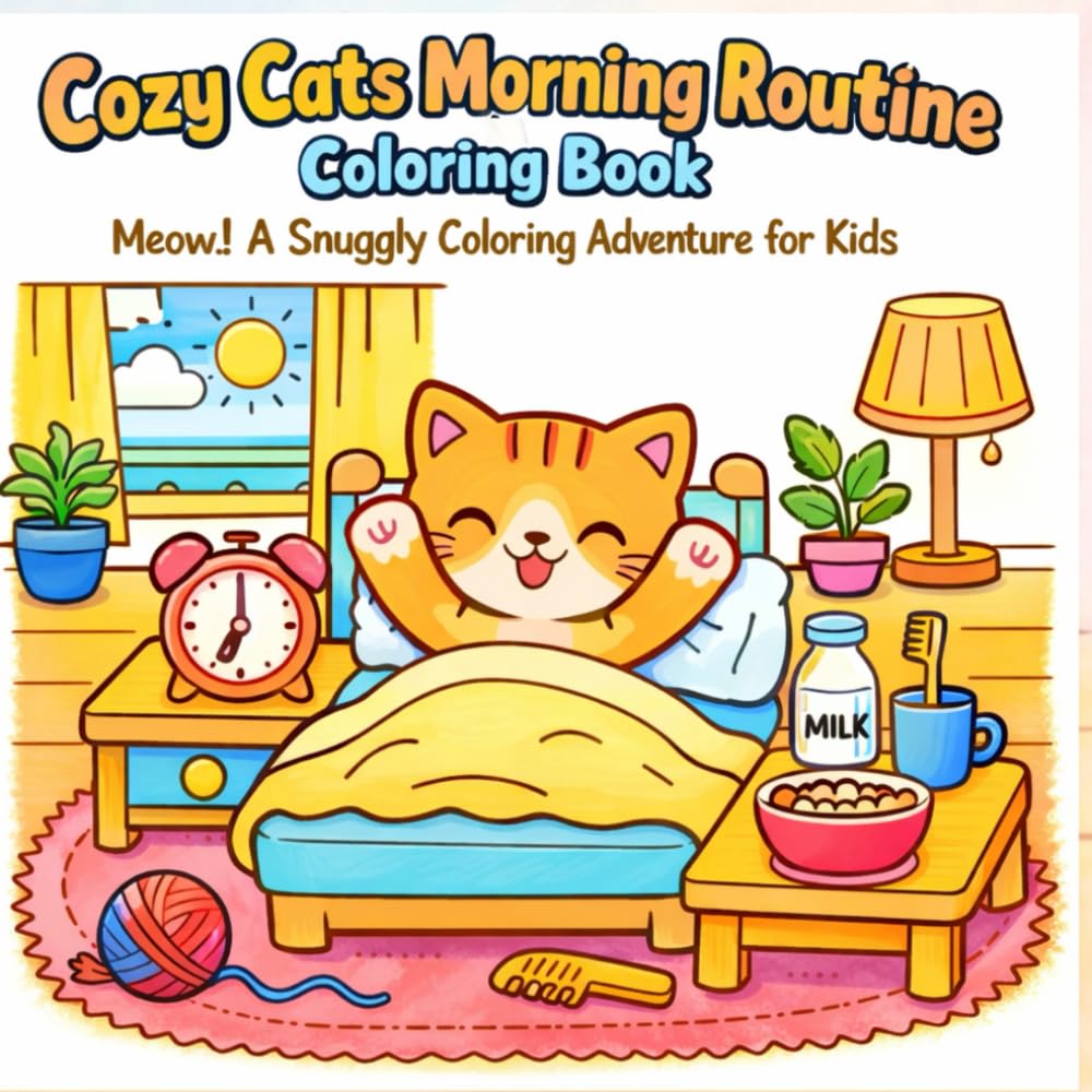 Cozy Cats Morning Routine Coloring Book | Meow..! A Snuggle Coloring Adventure for Kids: Cozy Activities for Relaxation and Stress Free