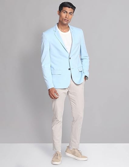 AD by Arvind Men Blue Slim Fit Blazer