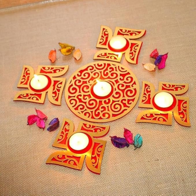 Bougeoir en bois pour bougie chauffe-plat, cadeau de festival Diwali
