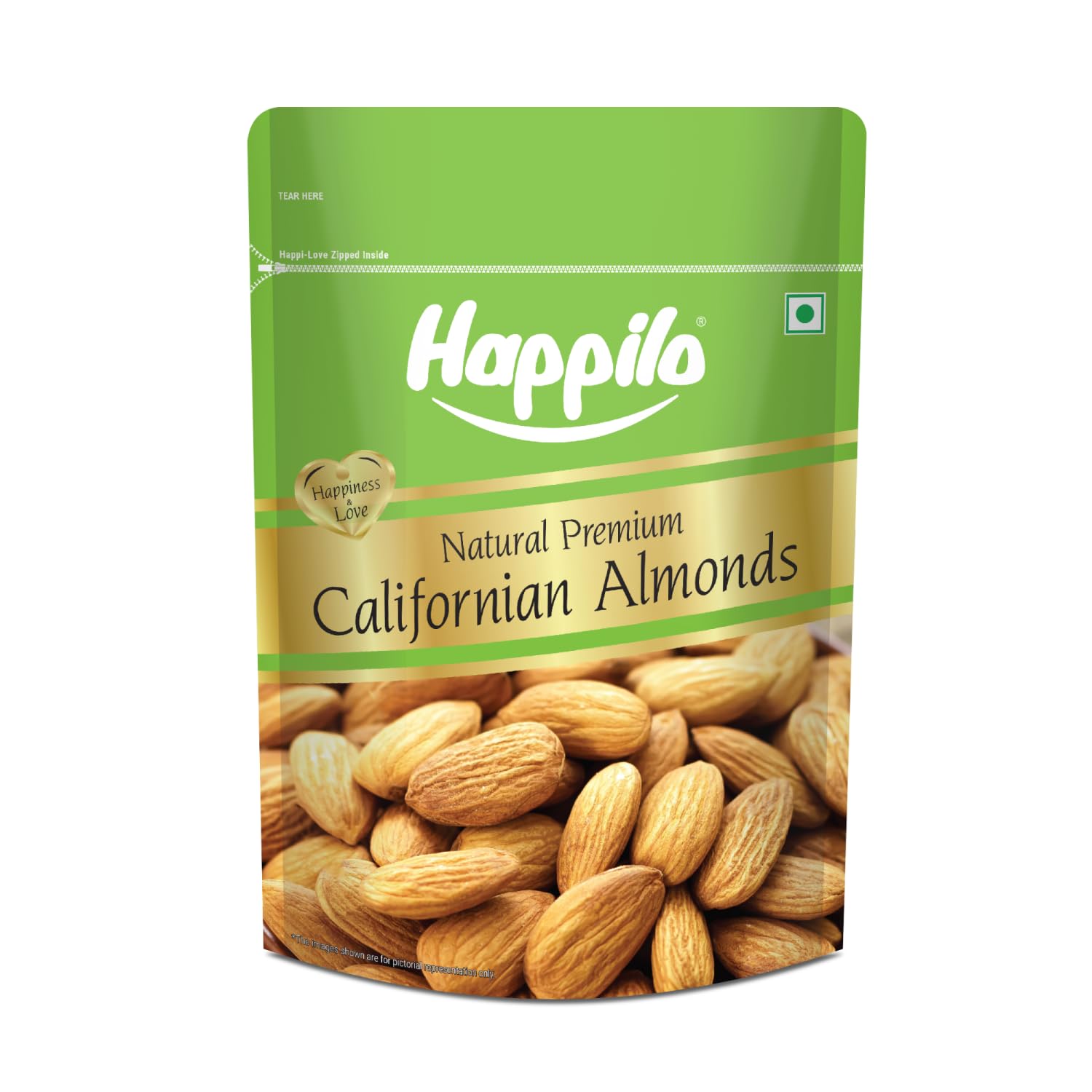 Happilo 100% Natural Premium California Almonds 500g Pack Pouch | Premium Badam Giri | High in Fiber & Boost Immunity | Real