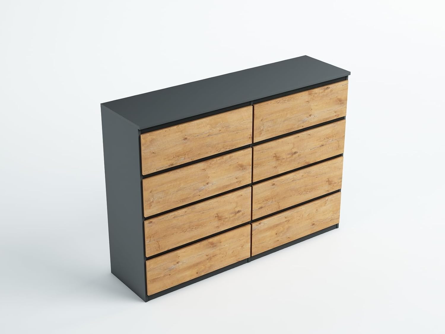 meble masztalerz Commode avec 8 Tiroirs Anthracite & Lancelot 120 cm - Meuble de Rangement Salon - Commode Salon - Meuble Entree - 120x101,5x39 cm
