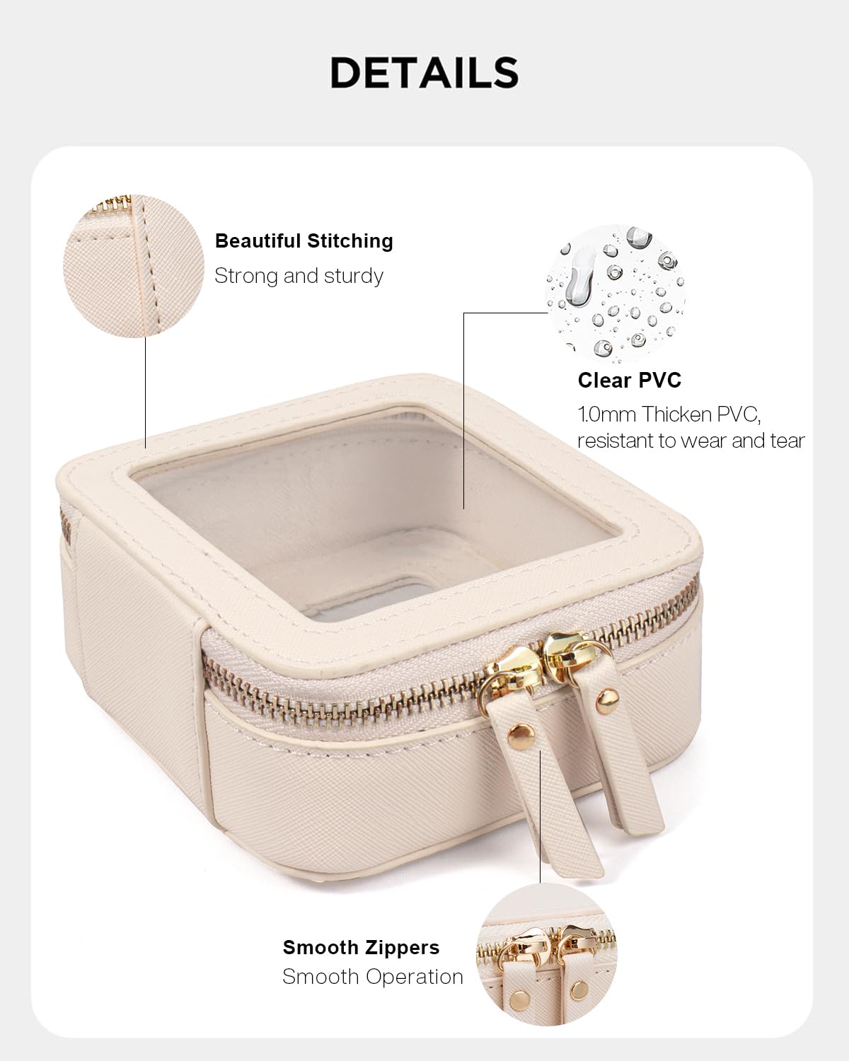 LETGO Clear Makeup Bags Set - TSA Approved Toiletry Bag with Handle Large Opening, Clear Toiletry Bags Case Pouch for Traveling Travel Car Orangizer Storage Essentials(Mini+Large Beige) - Image 7