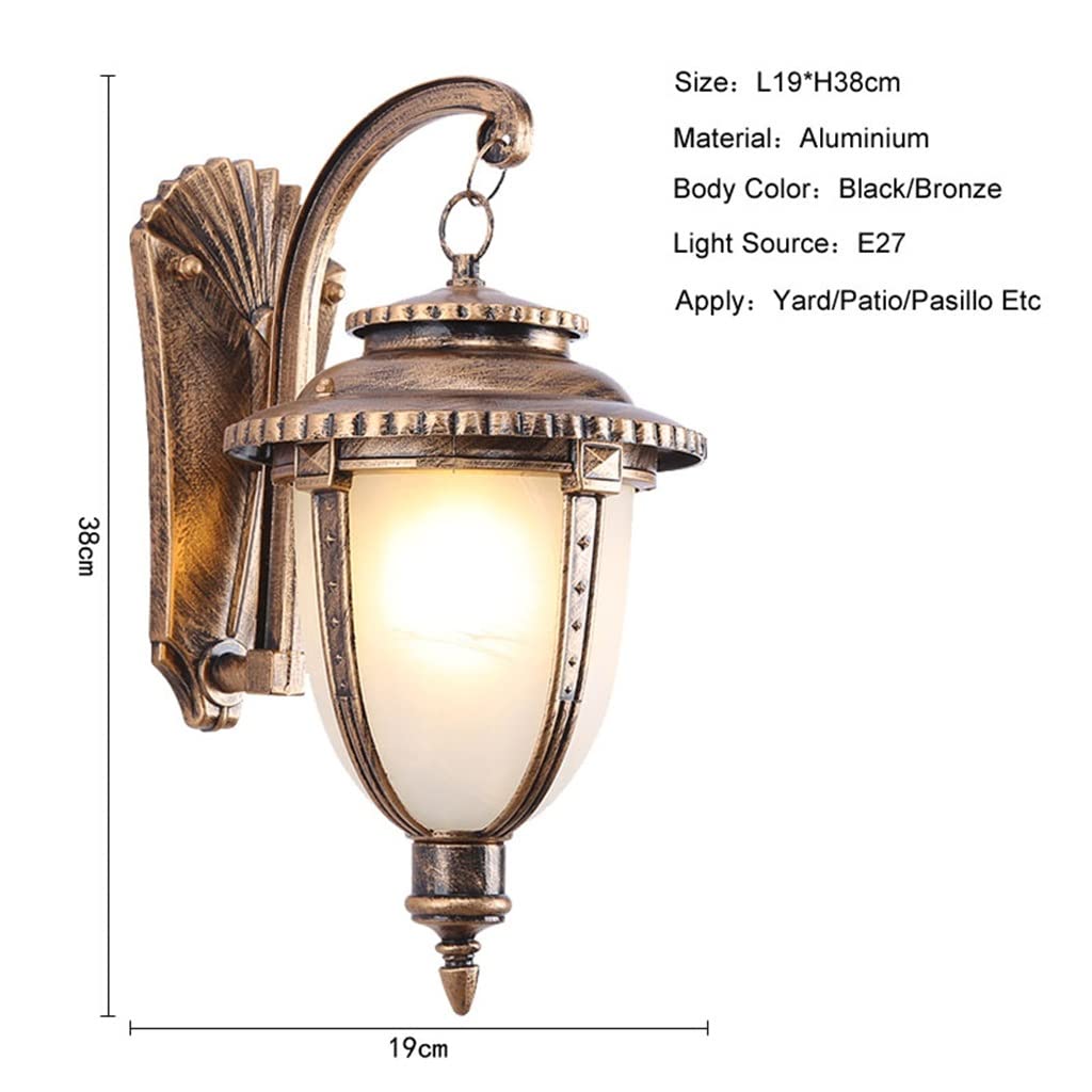 RajoNN Rétro Applique Extérieure Couloir Extérieur Cour Escaliers Terrasse Balcon Lampe Lampe D'allée Créative (Couleur : Svart, Taille : 38x19cm)