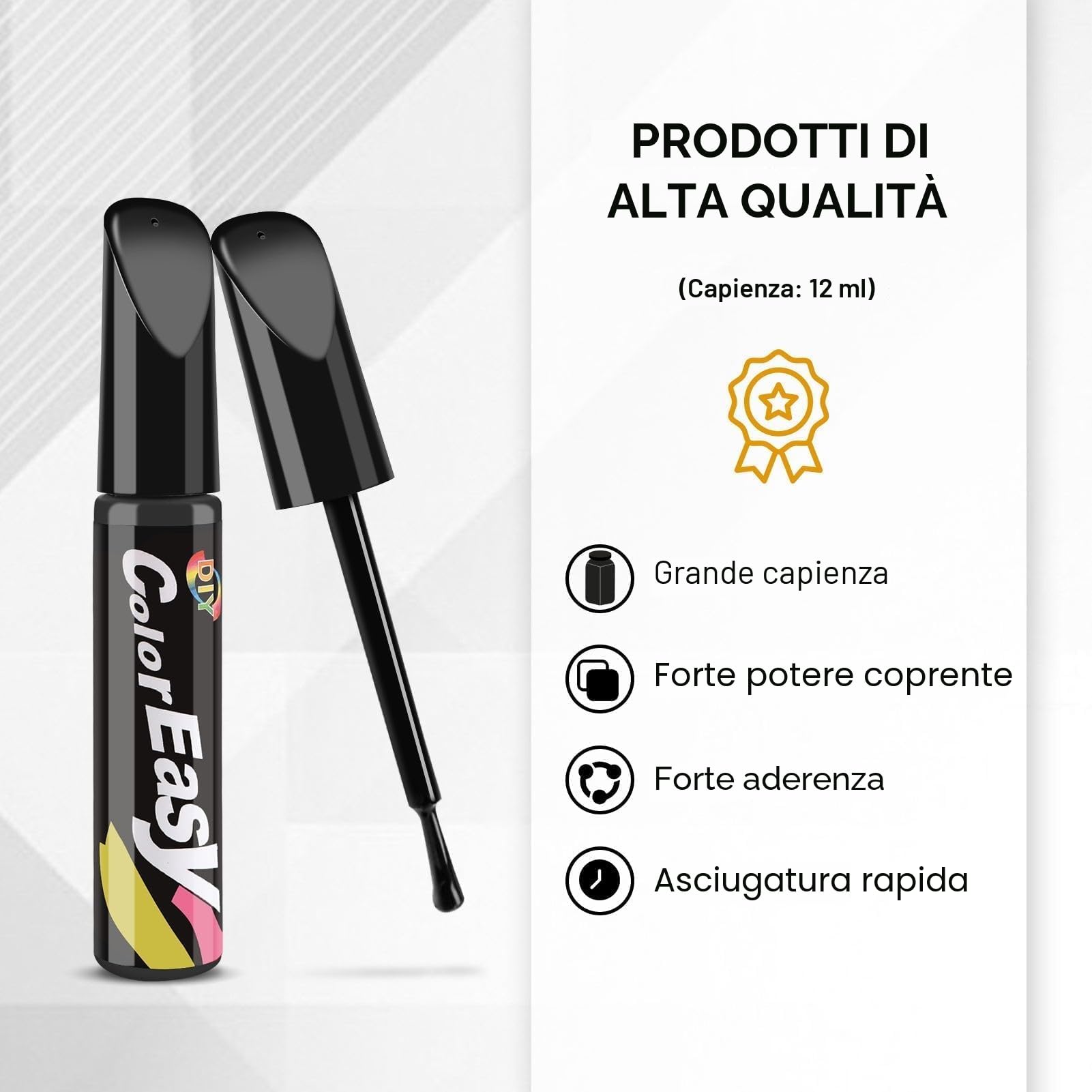 Penna Ritocco Carrozzeria Nero Lucido 12 ml - Pennarello Copri Graffi Auto