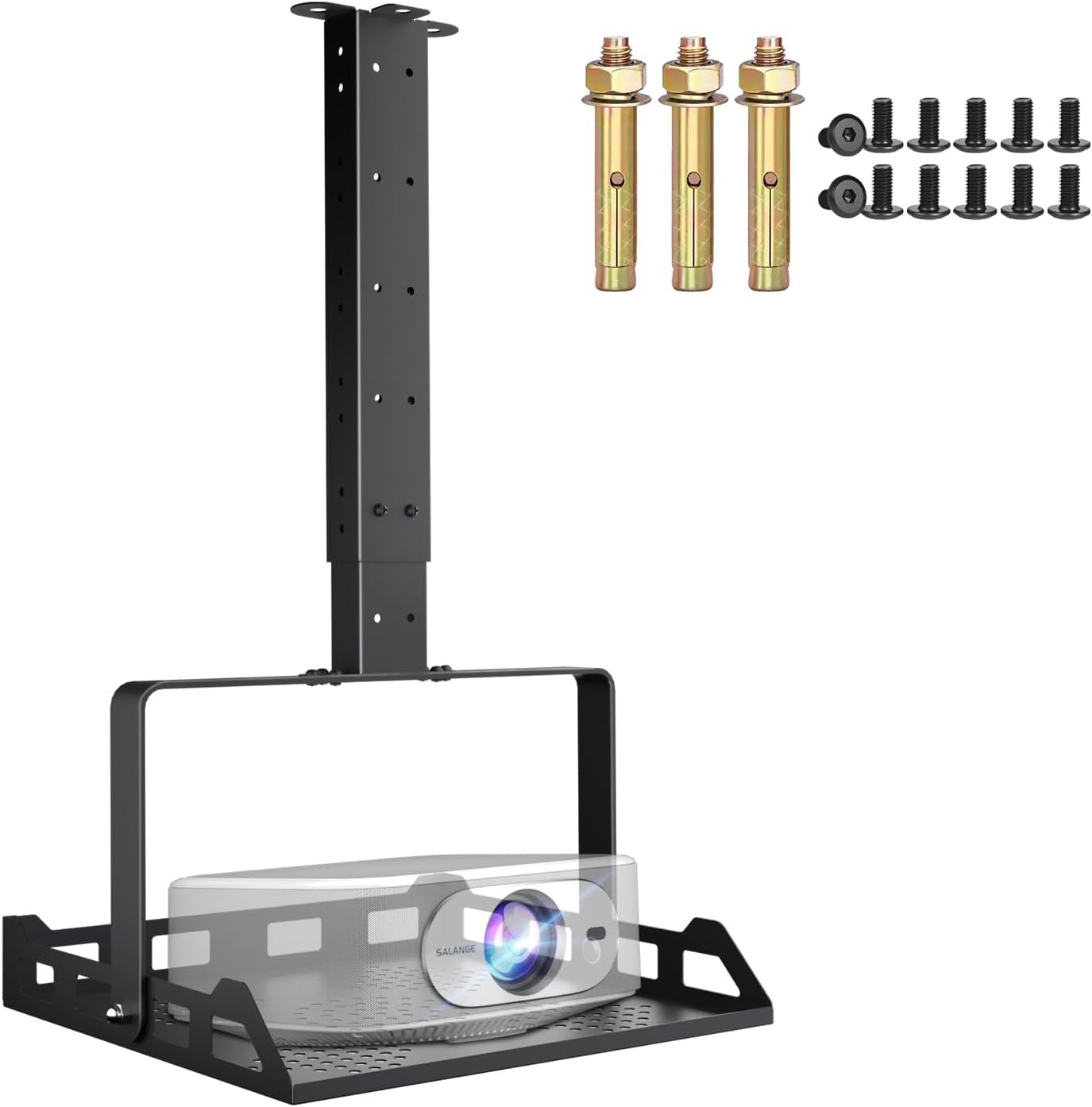 Supporto universale da soffitto per proiettore | Supporto da soffitto per proiettore, altezza regolabile, passacavi nascosto, per home theater e ufficio, nero