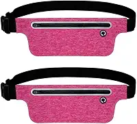 Kit 2 Pochete Esportiva Fitness Slim Impermeável Perfeita Para Corrida, Academia, Ciclismo Ou Passeios Para Levar Seu Celular, Documento e Chaves (Rosa + Rosa)