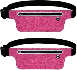 Kit 2 Pochete Esportiva Fitness Slim Impermeável Perfeita Para Corrida, Academia, Ciclismo Ou Passeios Para Levar Seu Celular, Documento e Chaves (Rosa + Rosa)