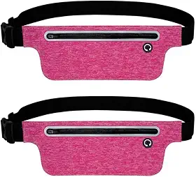 Kit 2 Pochete Esportiva Fitness Slim Impermeável Perfeita Para Corrida, Academia, Ciclismo Ou Passeios Para Levar Seu Celular, Documento e Chaves (Rosa + Rosa)
