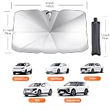 UVANTI Car Windshield Sun Shade Umbrella, Foldable Car Front Window Sunshade, Block UV Rays & Sun Heat Insulation, Automotive Windshield Sunshades Fit Most Vehicles - 57 x 31 inches