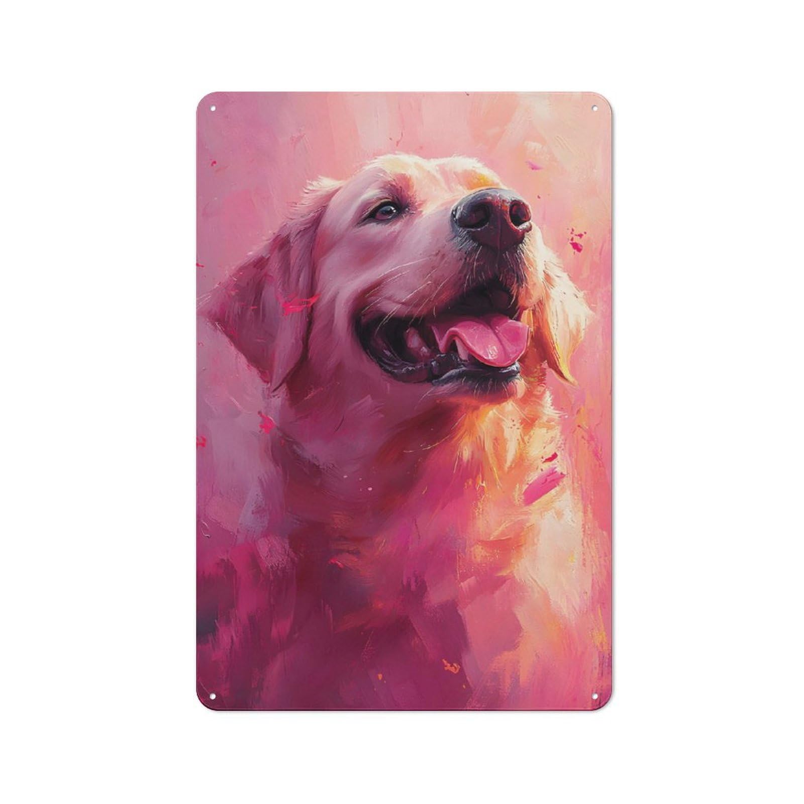 Metal Sign 30x20cm with Golden Retriever Portrait for Hallway Wall, Rustic Decor, for Wall Display Collectors