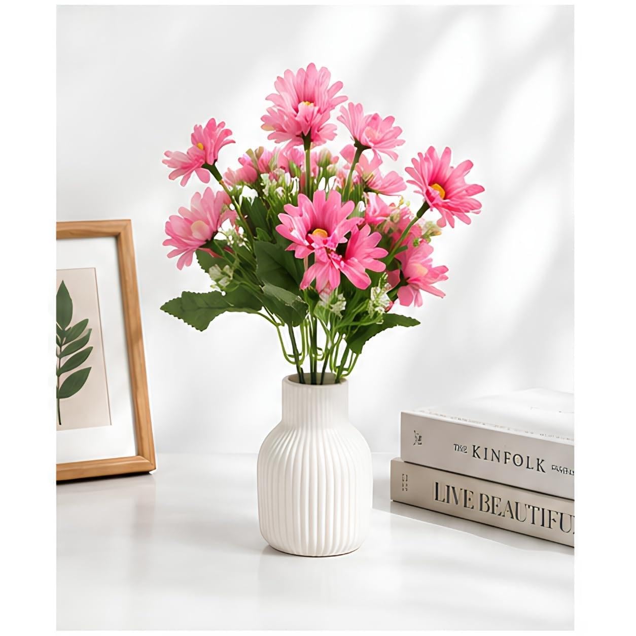 Artificial Pink Tiny Gerbera Flower Bunch for Home Decor | Premium Fake Flower Bunch for Home, Office, Living Room Decoration-image-49