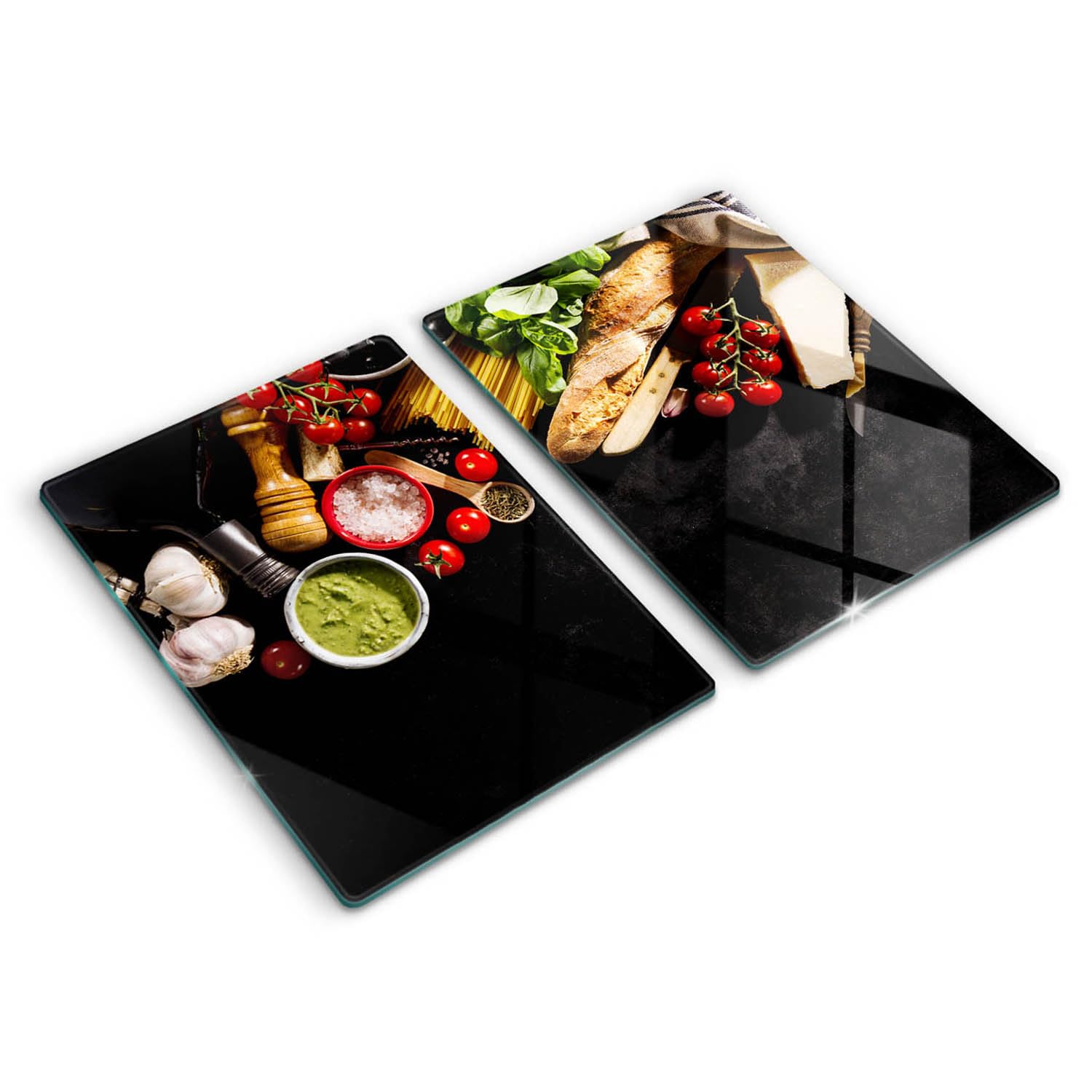 Planche à découper Wallfluent en verre haut de gamme au décor d'épices italiennes