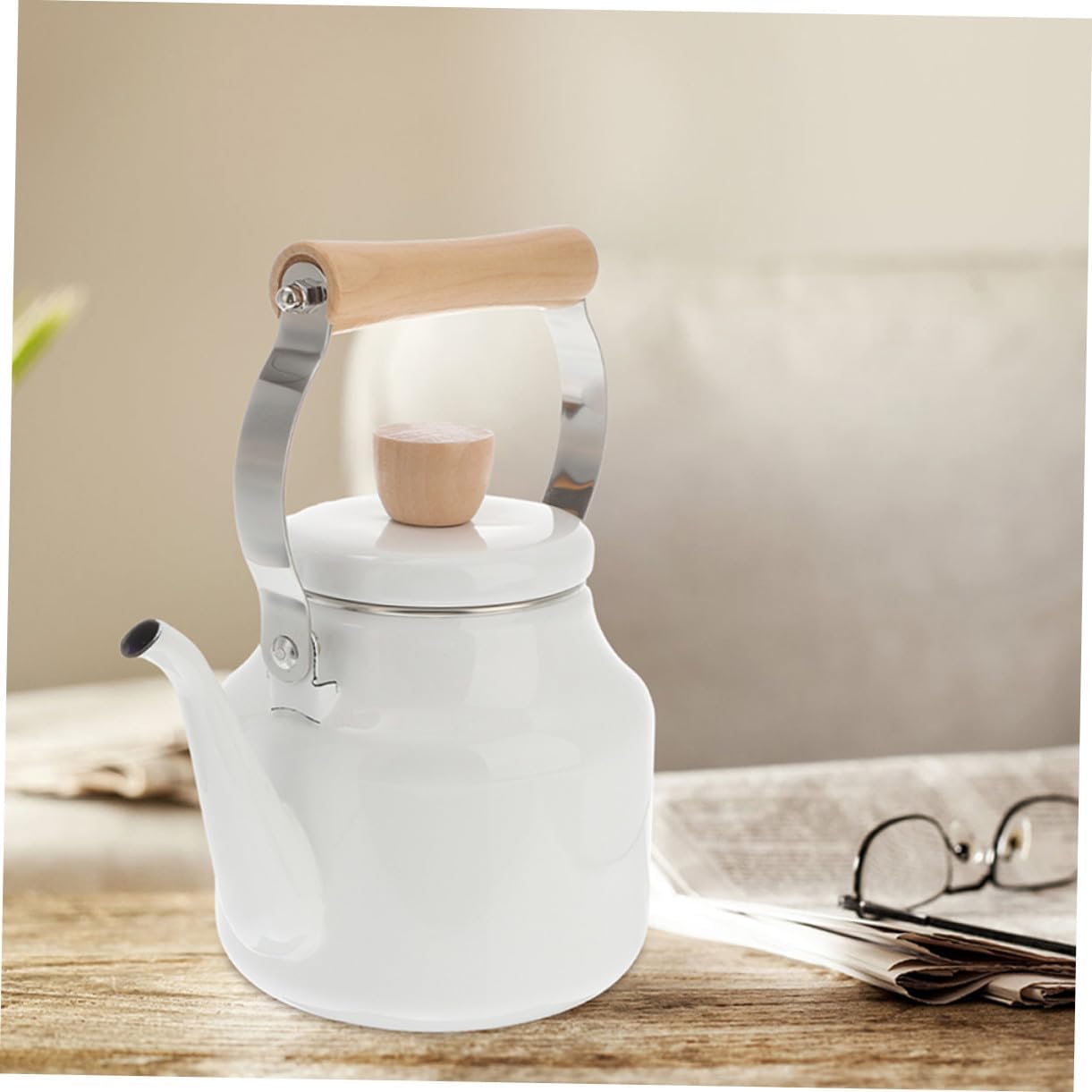 Yadlan White Enamel Stovetop Teapot, Safe & Functional Kettle For Gas & Induction Cooktops, Ideal For Home Use And Tea Brewing