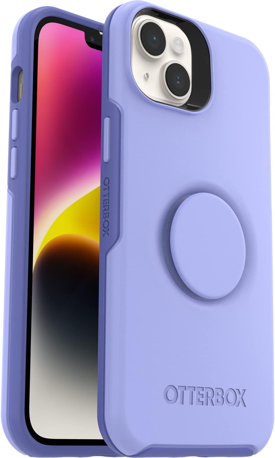 Otter+Pop Case for iPhone 14 Plus, Shockproof, Drop proof, Protective Case with PopSockets PopGrip, 3x Tested to Military Standard, Antimicrobial, Purple