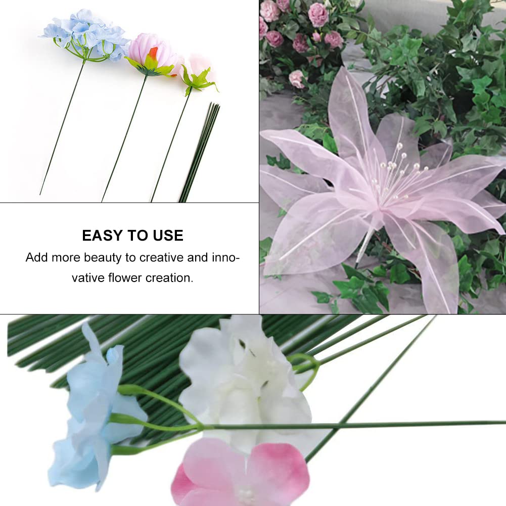 100 Fils Floraux Verts 0,45 Mm X 40 Cm - Pour Arrangements, Tiges Artificielles, Création De Bouquets