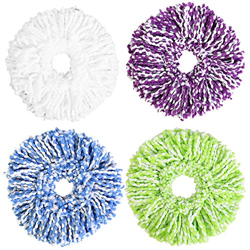 Image of Huhushop Spin Mop Head Refills Microfiber Round Spin Mop Head Replacement for Universal Spin Mop System Perfect for Home Commercial Use (Blue+White)