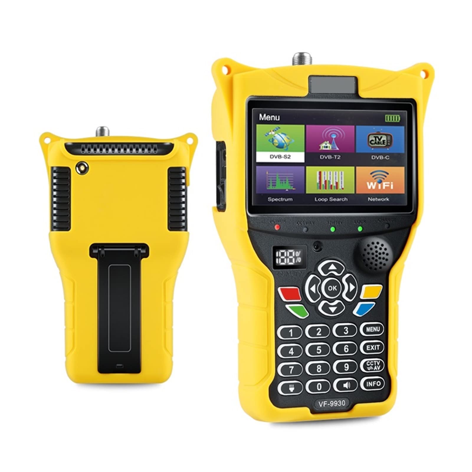 Pointeur Satellite, VF 9930 DVB-S2/T2 MPEG4 DVB H.265 Satellite TV Finder Récepteurs De Tv HD Satellite Récepteur Compteur Signal Test 4.3 Pouces LCD,pour le réglage de l'antenne parabolique