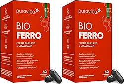 Kit 2x Bio Ferro - Ferro Quelato + Vitamina C - 60 Cápsulas - Puravida