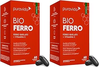 Kit 2x Bio Ferro - Ferro Quelato + Vitamina C - 60 Cápsulas - Puravida