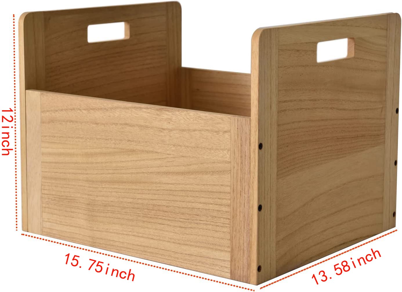 KIRIGEN Wooden Vinyl Record Storage Box Wooden Storage Crate Box for LP Records Hold Up to 80 Records Natural CDH-NA