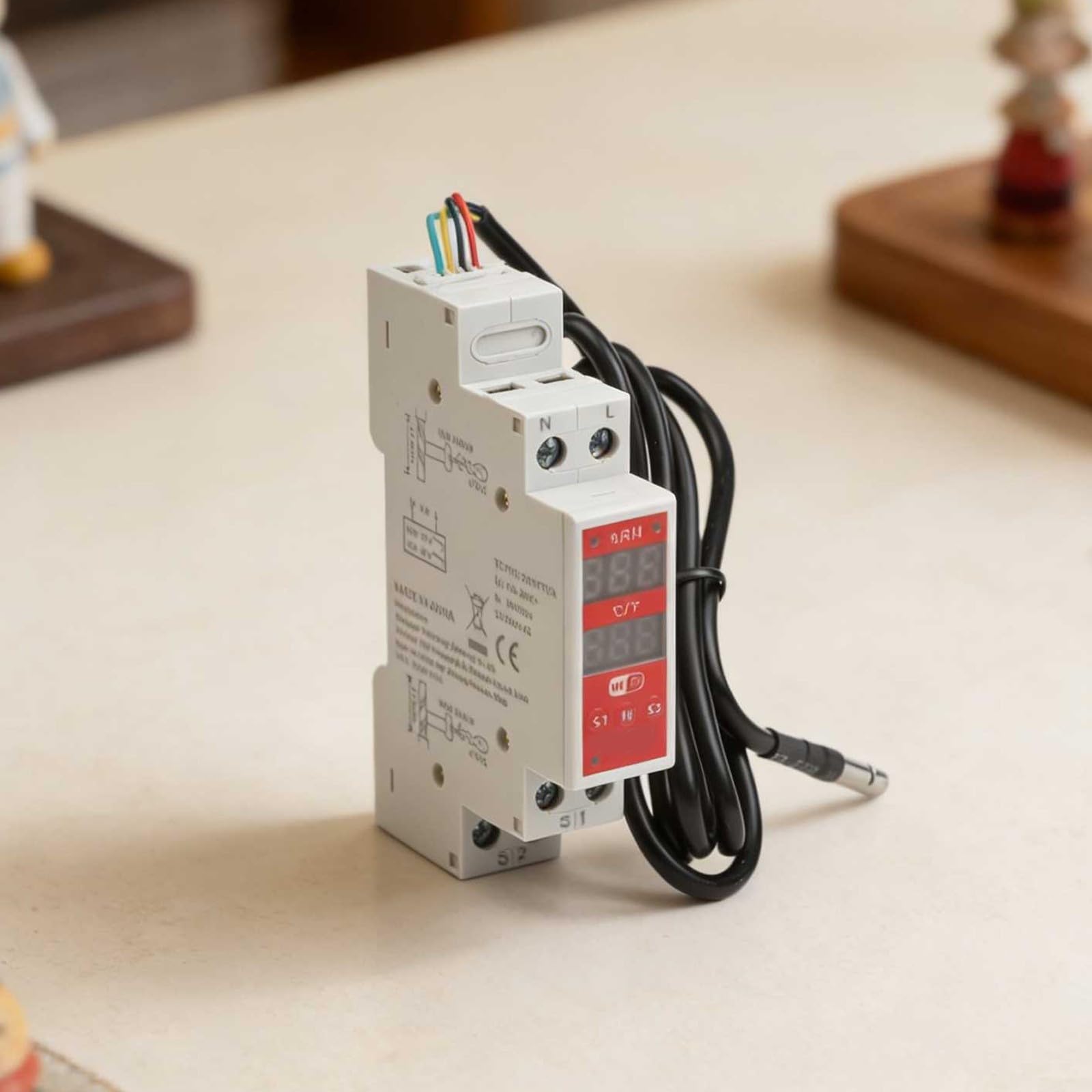Termostato digital, montaje en riel DIN, controlador de temperatura inteligente con sonda, control remoto por aplicación WiFi, temporizador de alarma programable para invernadero del hogar acuario