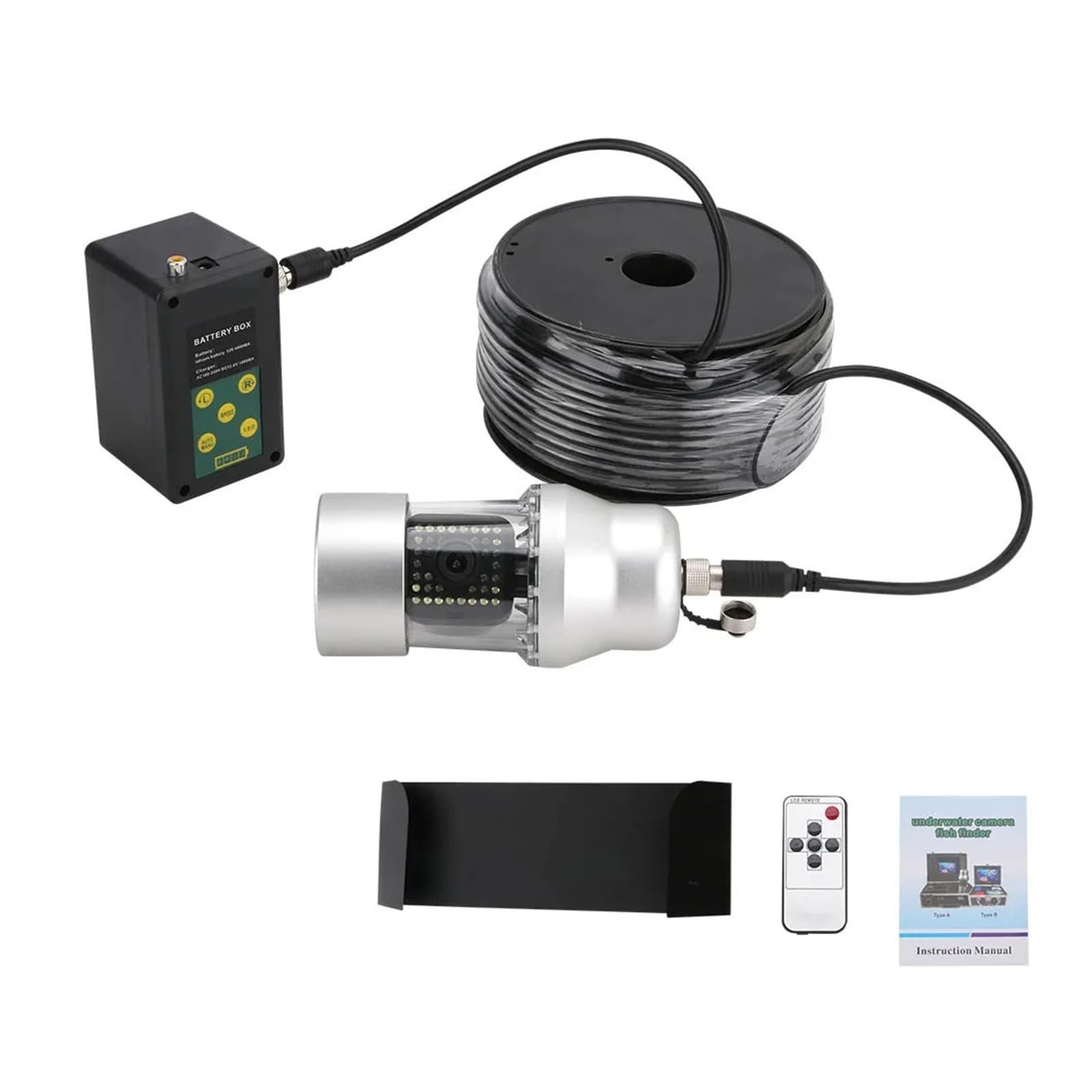 Cámara de pesca submarina de 10 pulgadas, 50 m, 100 m, IP68, resistente al agua, 38 LED, rotación de 360 ​​grados. Vista clara(38 LEDs 50M Cable)
