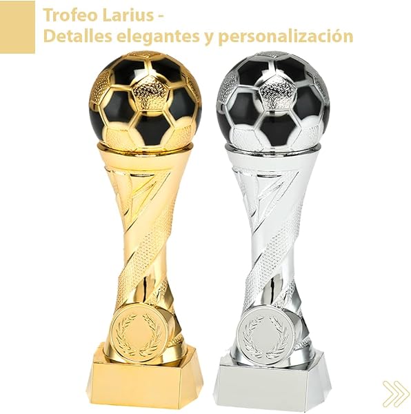 Larius Trofeo de fútbol en Oro y Plata con Grabado Personalizado - 5