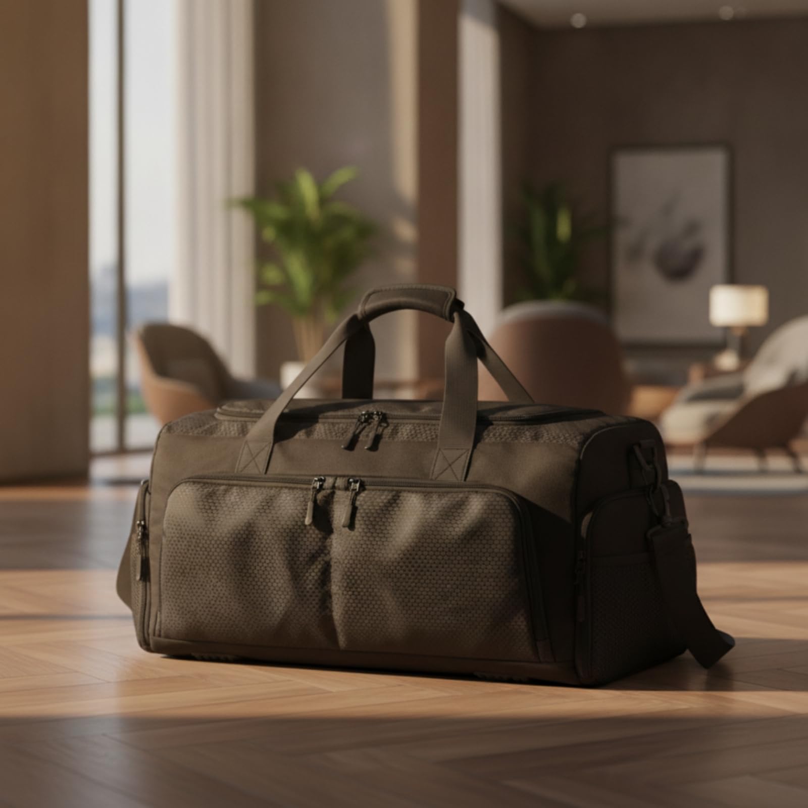 Sac de Sport avec Compartiment Chaussures Sac Sac de Sac de Gym Hydrofuge Séparation Linge Humide Poche Dédiée Chaussures Tissu