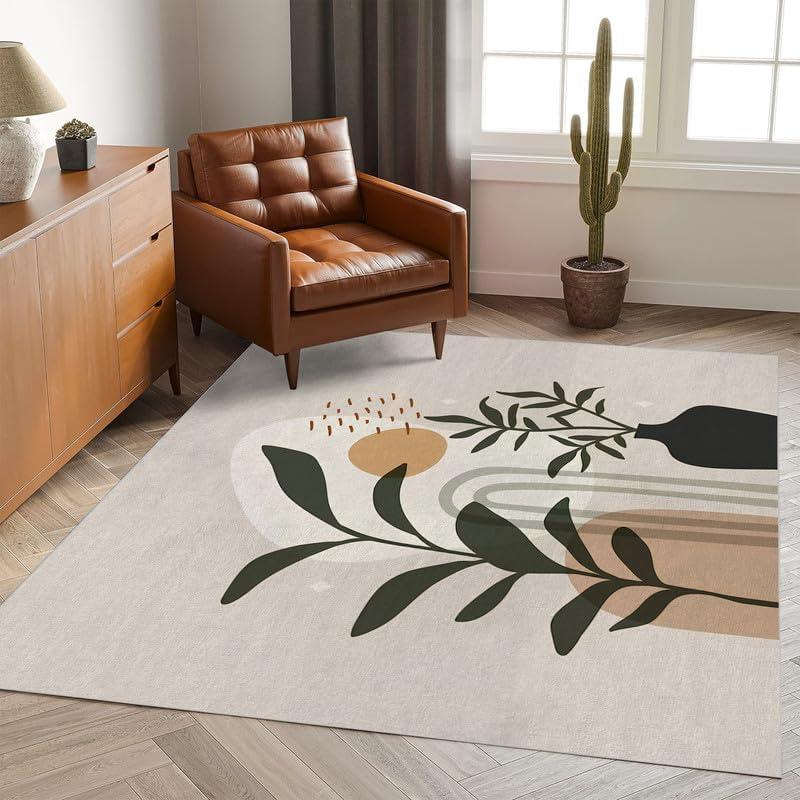 Miniatura 3 de Alfombra pequeña de estilo nórdico de 2 x 3 pulgadas, lavable, alfombra de entrada con estampado crema, suave, antideslizante, para puerta