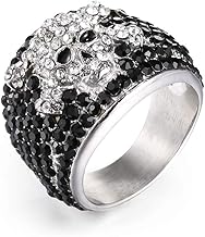 Bague Johnny Hallyday Homme Tete de Mort Rock Acier Inoxydable Fantaisie Anneau - pour Tous Les Fans de Notre JoJo
