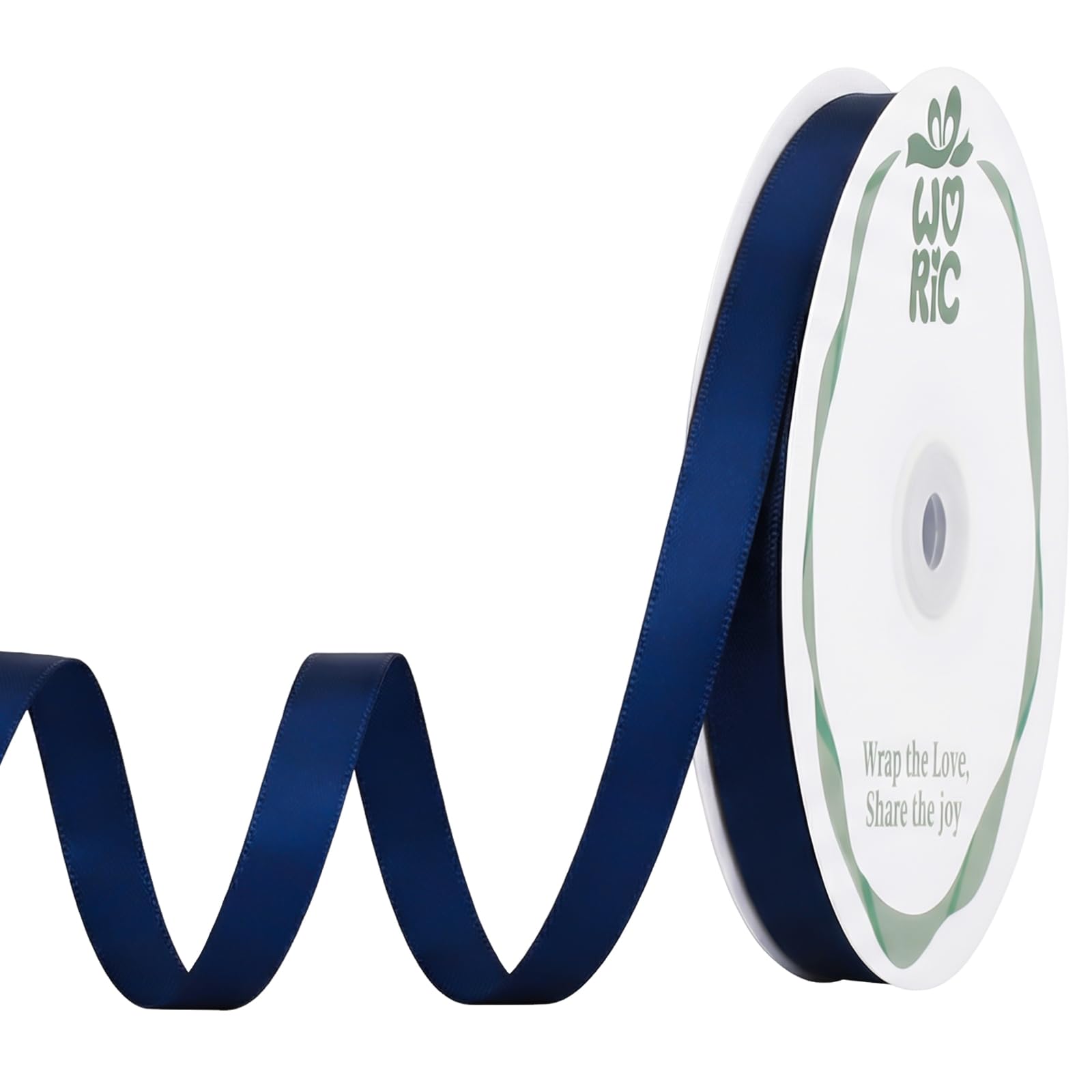 woric 120 Yards Navy Blue Ribbon 3/8 Inch Thin Dark Blue Satin Ribbons
