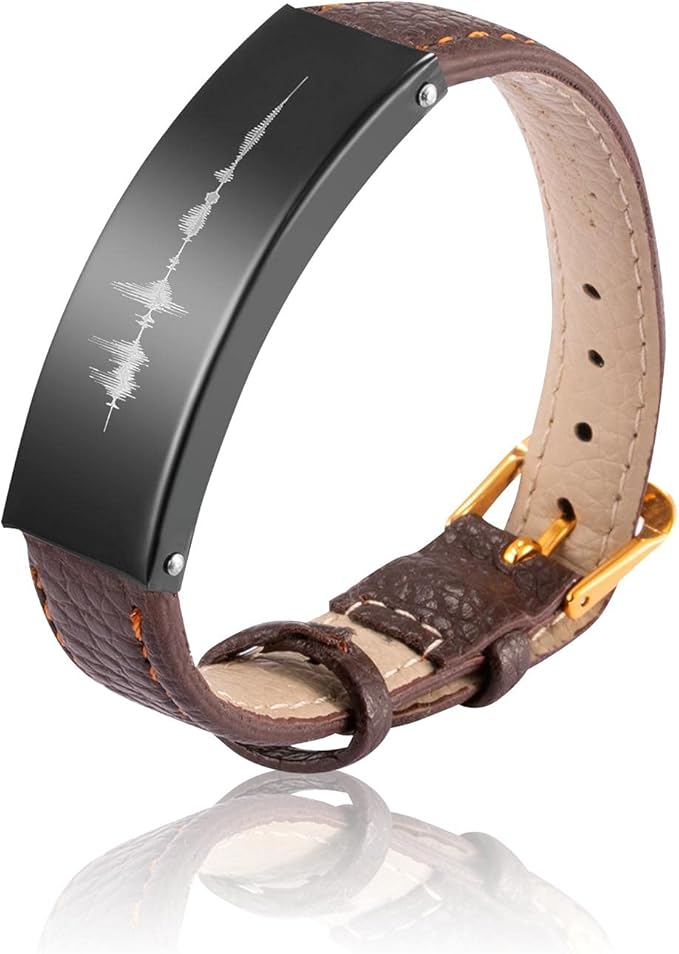 Amazon Jemuale サウンドウェーブブレスレット レディース メンズ 祝福言葉 レザーブレスレット 恋人や親友へのギフトに Happy Birthday I Hope All The Best For You I Love You 3000 Will You Marry Me 意味 のあるギフトブレスレット 銅 キュービックジルコニア