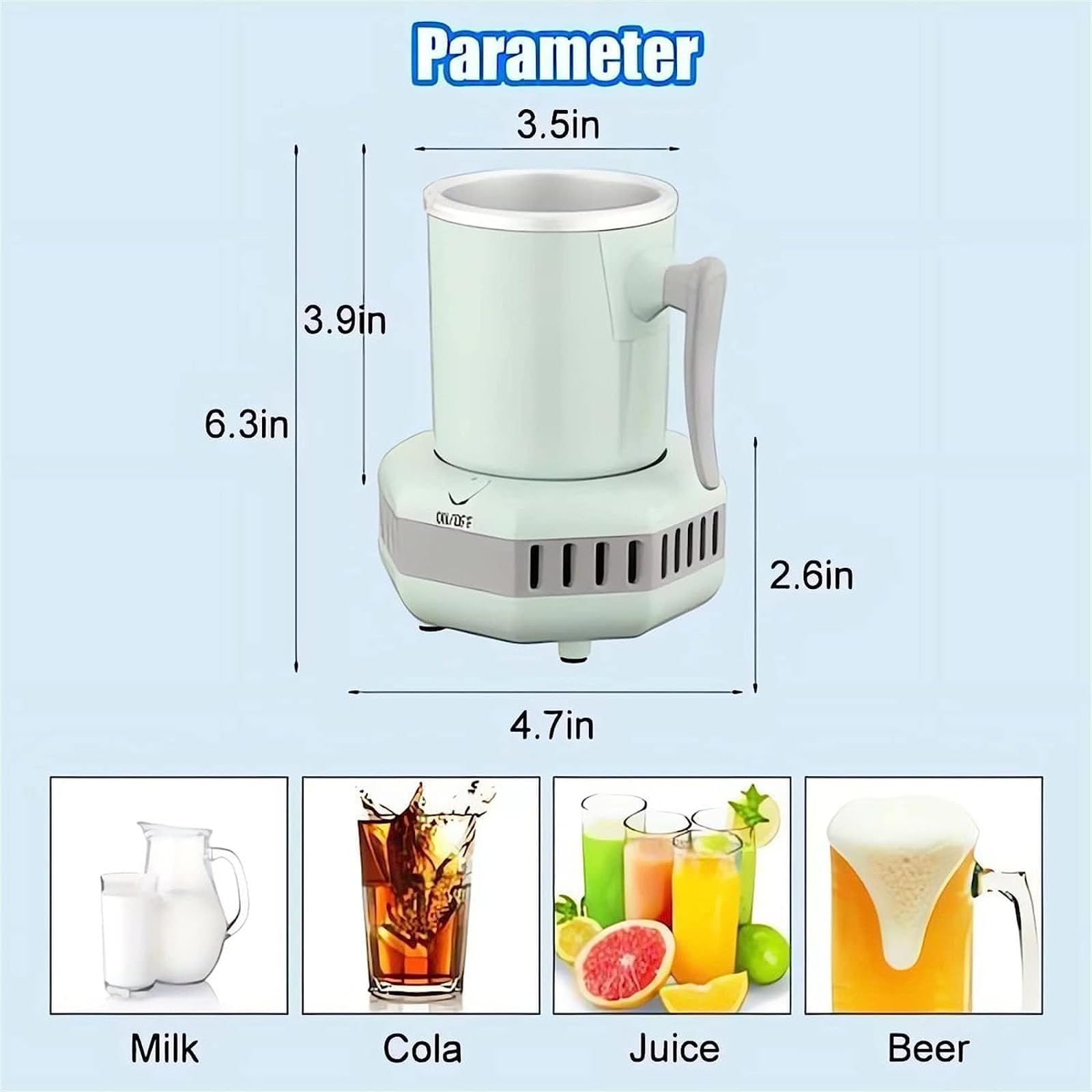 Raffreddatore istantaneo portatile per bevande, tazza di raffreddamento rapido per cola, birra, caffè e succhi, mini macchina da tavolo per bevande con tazza in alluminio, ideale per casa e ufficio