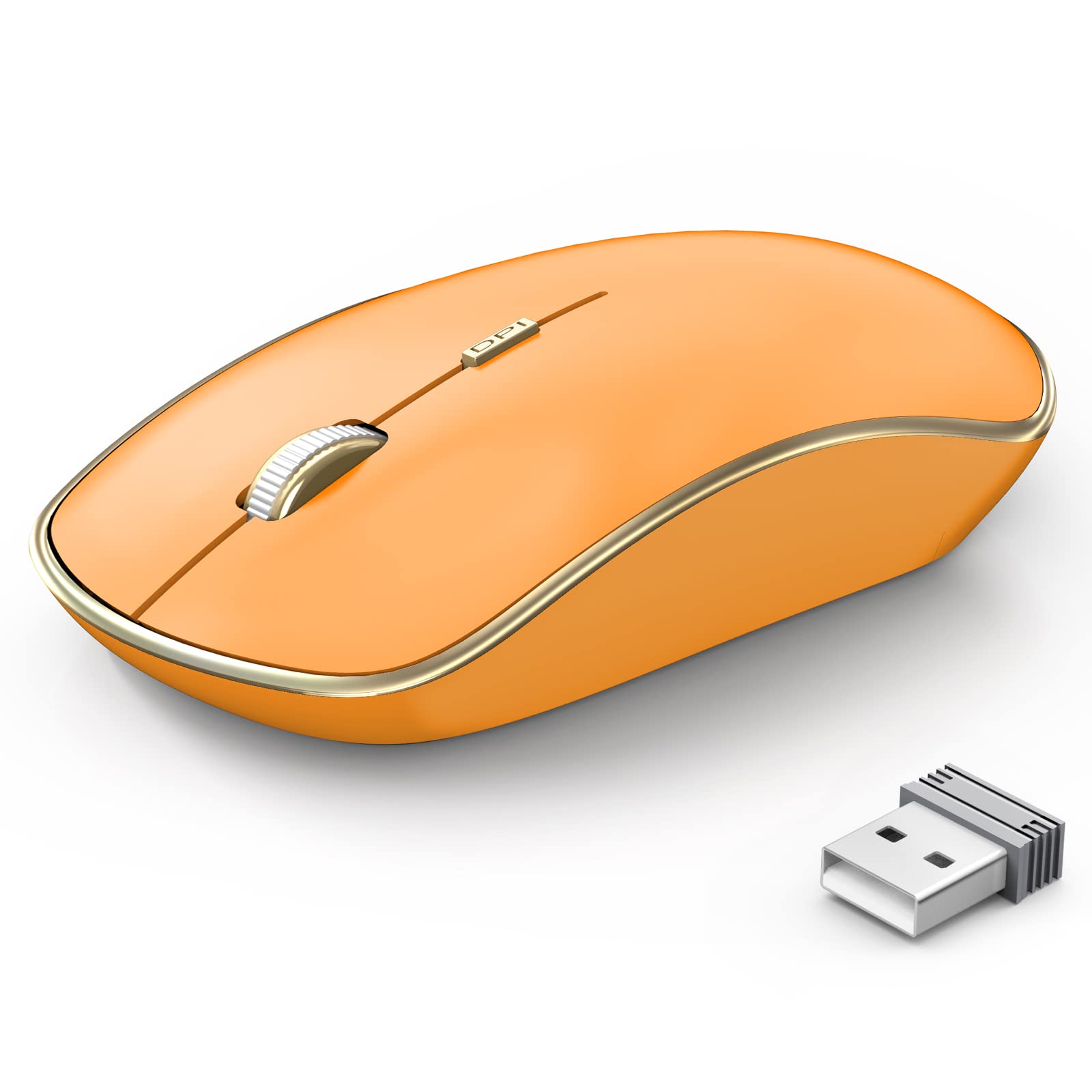 JOYACCESS J 2.4G Wireless Mouse, Soft Click, Silent Travel, 3200 DPI, 5 Adjustment Levels, for Laptop, Mac, PC, Notebook - Orange
