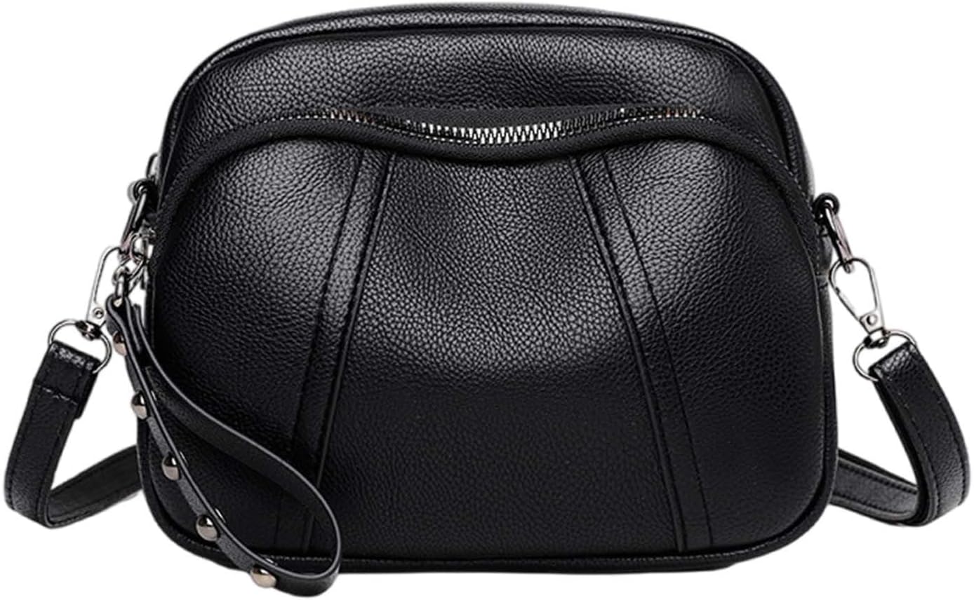 Leather Briefcase Messenger Bag Women's Fashion Phone Bag Zipper Small Square Bag Soft Leather Shoulder Bag Crossbody Bag Leather Bag Briefcase