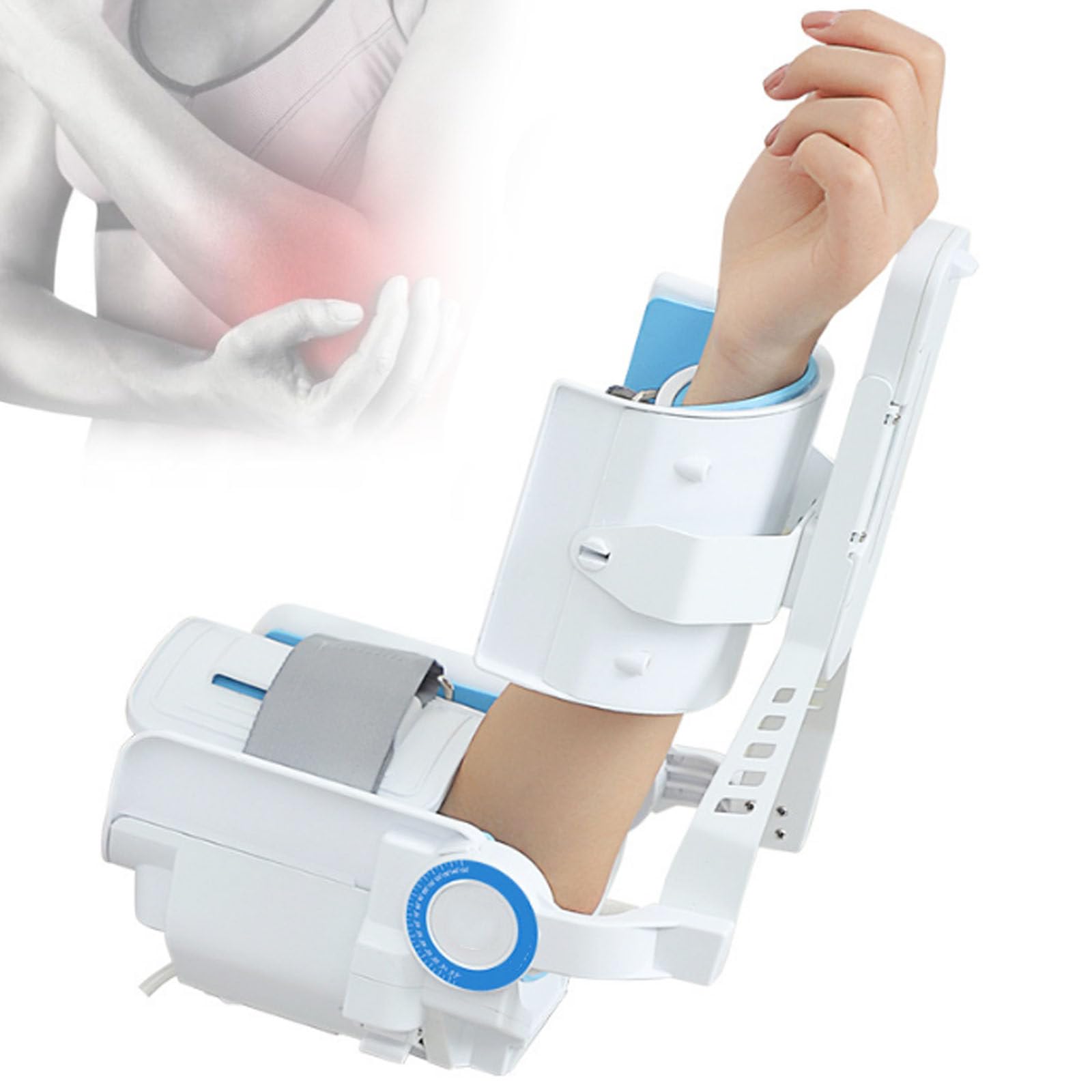 Oiyeknrd Electric Elbow Joint Rehabilitation Device, Electric Elbow Joint Upper Limb Arm Fracture Hemiplegia Stroke Training Exercise Hand Flexion Extension Rehabilitation Device