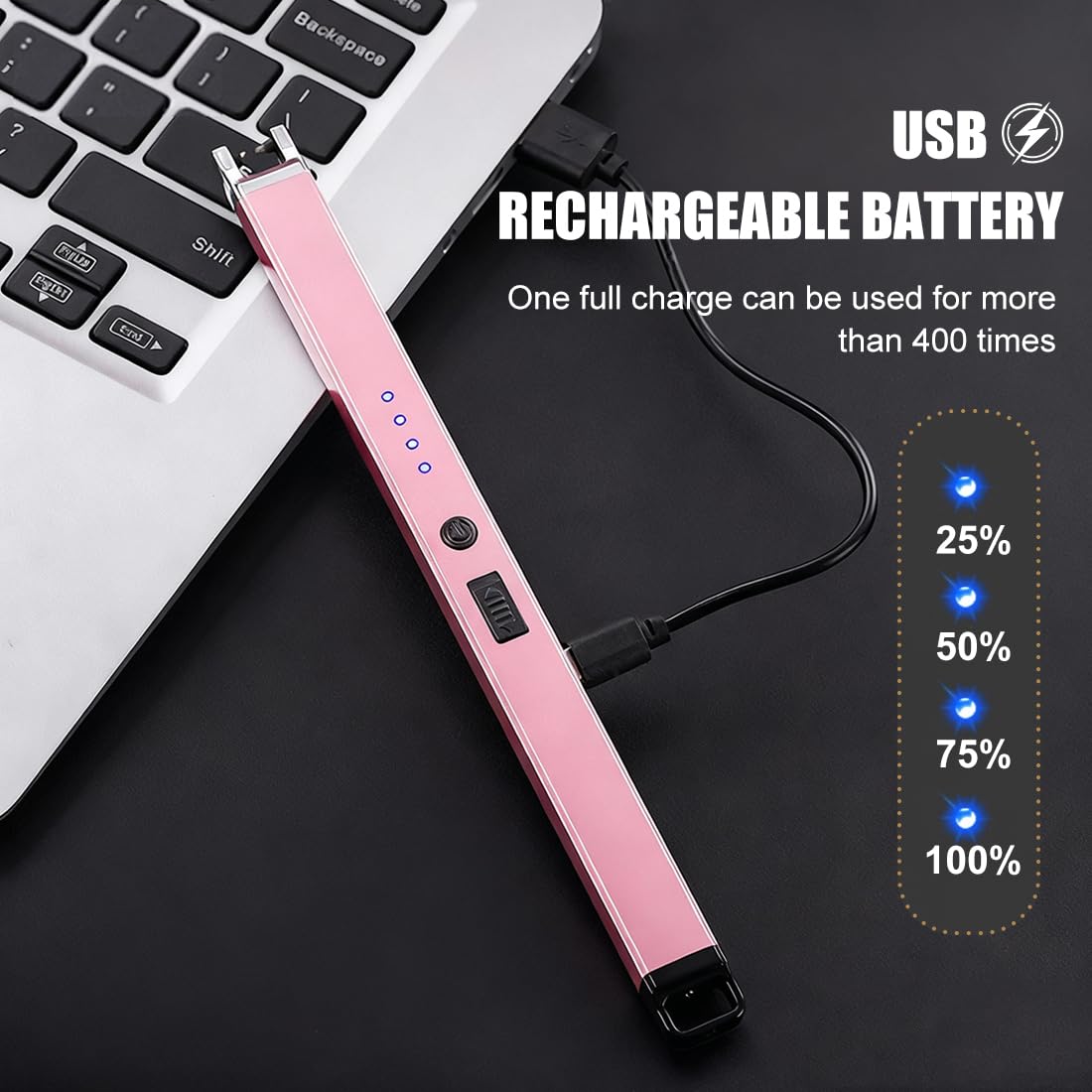 Lot de 2 briquets électriques rechargeables par USB - Briquets à arc plasma sans flamme de type C - Briquet long pour bougie, barbecue, camping, anniversaire, feux d'artifice