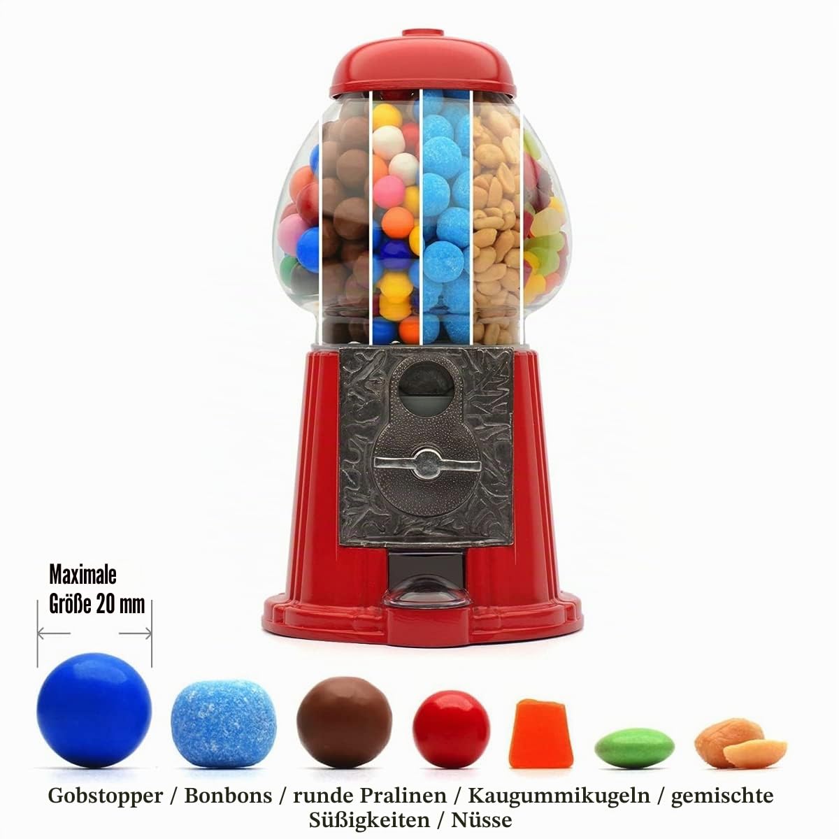 CKB LTD Retro Münze betriebene Kaugummi-Maschine Süßigkeitenspender 28 cm rot