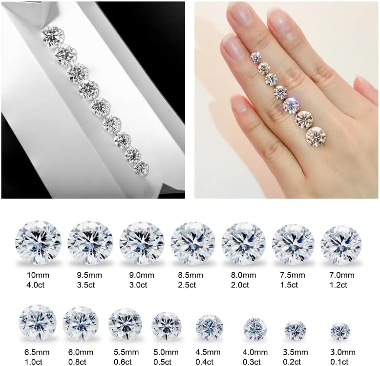 Moissanite Moissanite Loose Stone Moissanite Women Jewelry for Jewelry Making for Ring Earrings Pendant DIY Jewelry Bracelets Jewelry Making Beads for Jewelry Making Real D Colorless VVS1 Clarity