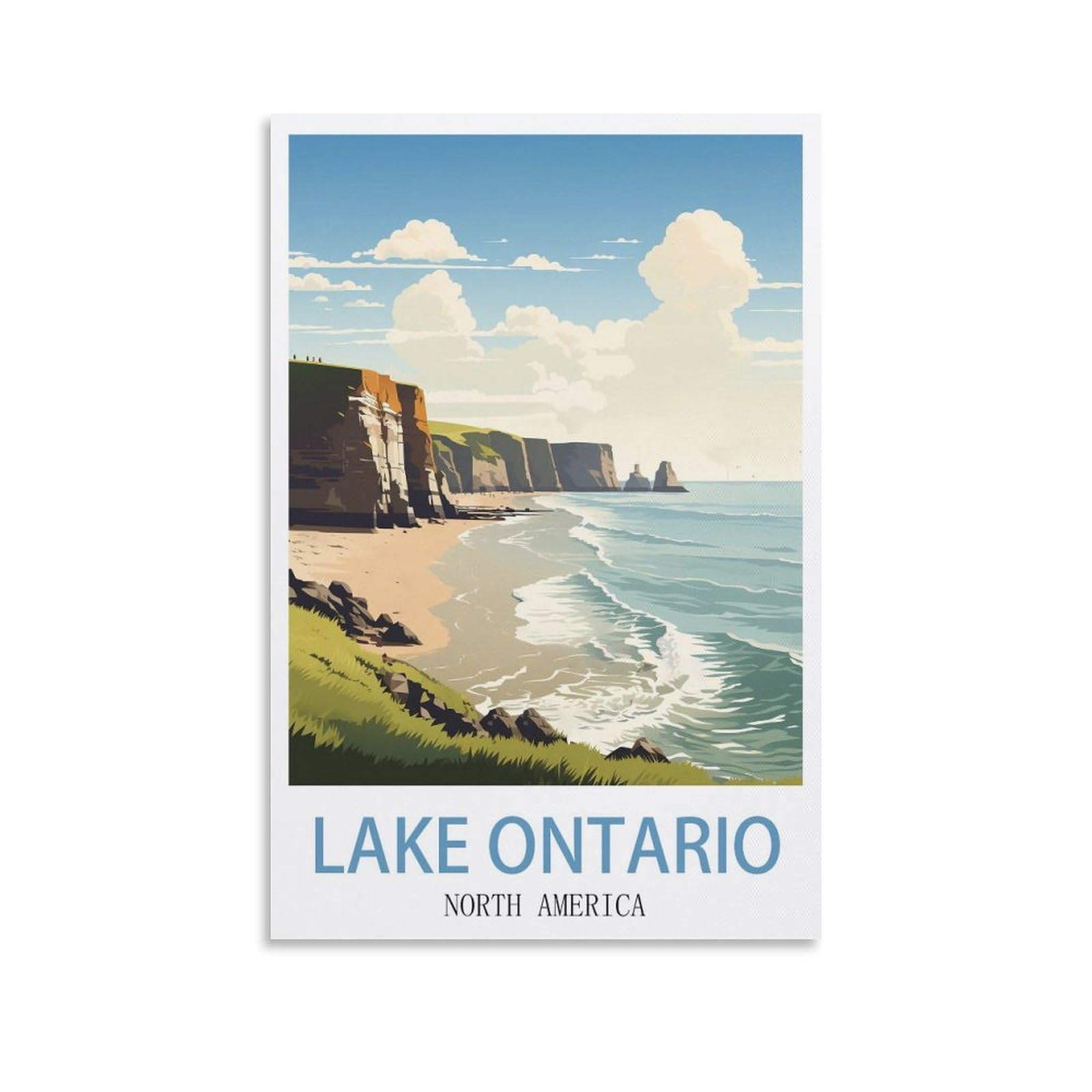 EZMLFA 5D Diamond Art Kits for Beginner,Lake Ontario,Beginners,DIY Full Round Drill Diamond Dot Gem Art Kits for Adults,Crafts for Decor 50x60cm