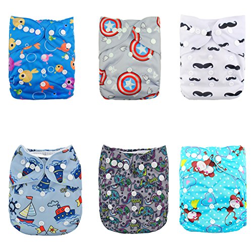 Alvababy 6pcs pannolino di stoffa con 2 inserti